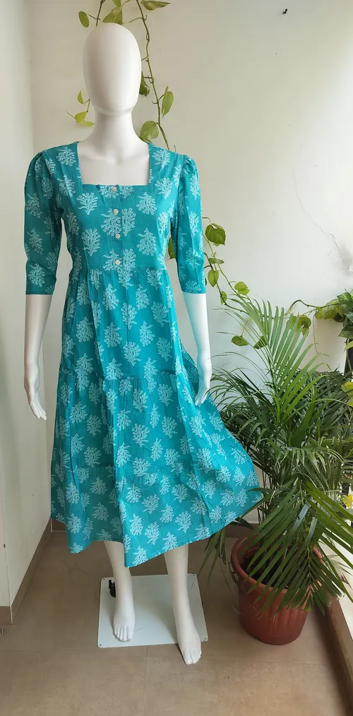Cotton Square Neck Maxi - Sky Blue